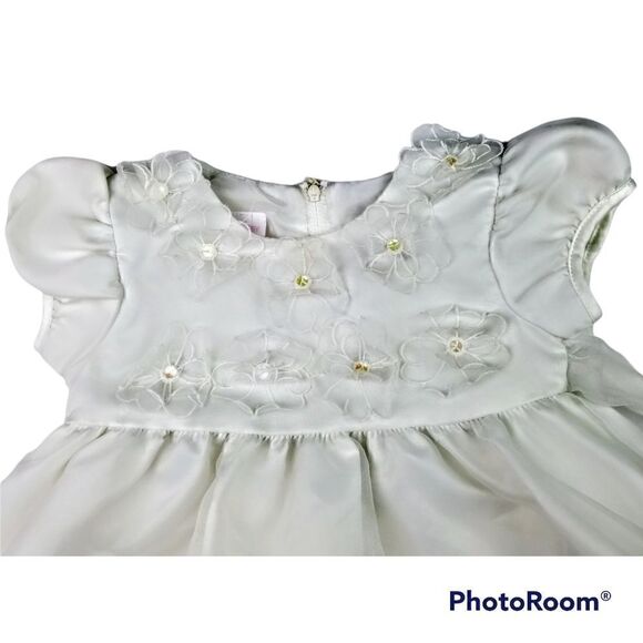 Bonnie Baby White Communion Baptism Easter Church Flower Embellished Dress sz 4 - Picture 3 of 9
